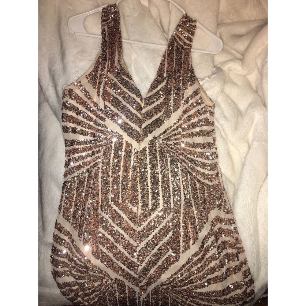 Gold sequin prom dress